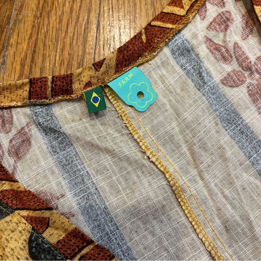 FARM Rio Yellow Floral Print Mini Dress with Rust and Teal Accents - Picture 5 of 7